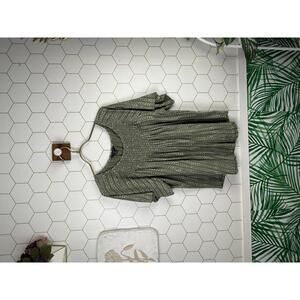 Lucky Brand Green Gathered Smocked Neckline Top - Size - Medium
